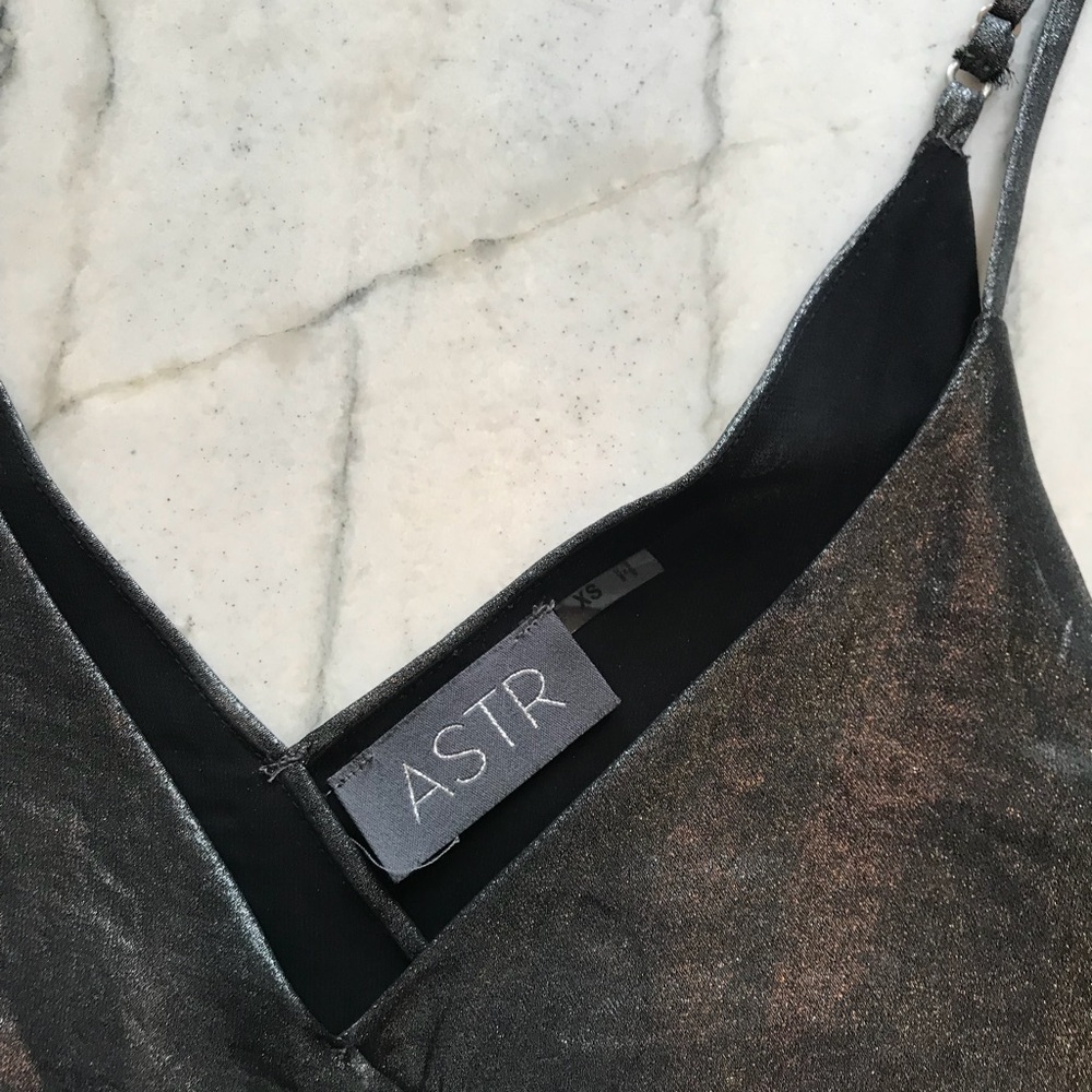 ASTR shiny silver crop top